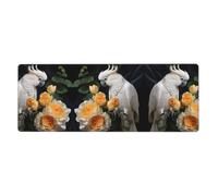 YYHWHJDE Magnifique tapis de souris extra large avec imprimé cacatoès, oiseau et fleurs, pour ordinateur, bureau, clavier de jeu, version épaisse, 30,5 x 80 cm