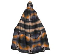 YYHWHJDE Marcher dans le coucher du soleil avec les mains Image Halloween Adulte Grande cape à capuche avec nœud papillon, sans fermeture éclair