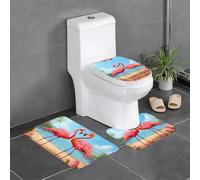 YYHWHJDE Master Bathrooms Lot de 3 tapis de sol antidérapants avec deux motifs flamants roses pour un confort ultime
