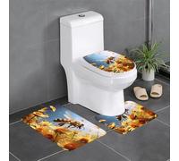YYHWHJDE Master Bathrooms Lot de 3 tapis de sol antidérapants Motif abeilles volantes marguerites miel Pour un confort ultime