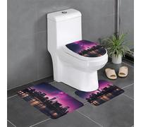 YYHWHJDE Master Bathrooms Lot de 3 tapis de sol antidérapants Motif ciel nocturne de New York pour un confort ultime