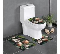 YYHWHJDE Master Bathrooms Lot de 3 tapis de sol antidérapants Motif coquillages sur feuilles de noix de coco pour un confort ultime