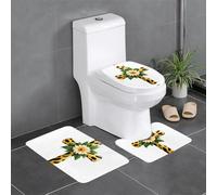 YYHWHJDE Master Bathrooms Lot de 3 tapis de sol antidérapants Motif léopard et fleurs et croix pour un confort ultime