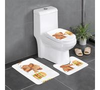 YYHWHJDE Master Bathrooms Lot de 3 tapis de sol antidérapants Motif petit éléphant marron mangeant un hamburger pour un confort ultime