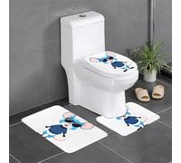 YYHWHJDE Master Bathrooms Lot de 3 tapis de sol antidérapants Motif souris bleue portant des lunettes de soleil pour un confort ultime