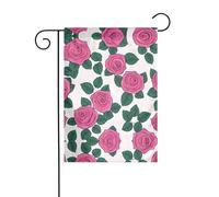YYHWHJDE Mât de drapeau de jardin avec de nombreuses roses roses - Décoration de cour extérieure - 30,5 x 45,7 cm