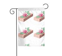 YYHWHJDE Mât de drapeau de jardin avec motif brique de rose éternelle, décoration double face, 30,5 x 45,7 cm