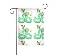YYHWHJDE Mât de drapeau de jardin avec motif « Le destin des papillons et des serpents » - Décoration de cour extérieure double face - 30,5 x 45,7 cm
