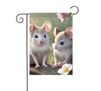 YYHWHJDE Mât de drapeau de jardin avec motif souris amoureuse - Décoration de cour extérieure - 30,5 x 45,7 cm