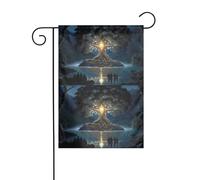 YYHWHJDE Mât de drapeau de jardin motif arbre de sagesse antique 30,5 x 45,7 cm