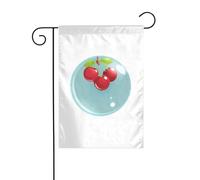 YYHWHJDE Mât de drapeau de jardin motif cerises dans la bulle - Double face - 30,5 x 45,7 cm