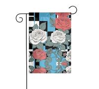 YYHWHJDE Mât de drapeau de jardin motif de nombreuses roses - Décoration de cour extérieure - 30,5 x 45,7 cm