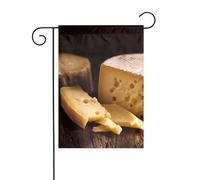 YYHWHJDE Mât de drapeau de jardin motif fromage décoration de cour extérieure mode 30,5 x 45,7 cm