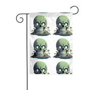 YYHWHJDE Mât de drapeau de jardin motif île de crâne terrifiant, décoration de cour extérieure double face, 30,5 x 45,7 cm
