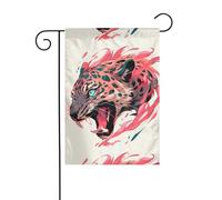 YYHWHJDE Mât de drapeau de jardin motif léopard super féroce décoration de cour extérieure double face 30,5 x 45,7 cm