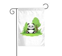 YYHWHJDE Mât de drapeau de jardin motif panda dans un manoir vert, décoration de cour extérieure double face, 30,5 x 45,7 cm