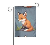 YYHWHJDE Mât de drapeau de jardin motif petit renard qui pleure - Décoration de cour extérieure - Double face - 30,5 x 45,7 cm