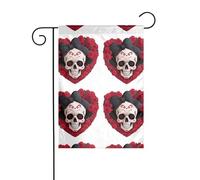 YYHWHJDE Mât de drapeau de jardin motif tête de mort de sorcière rose 30,5 x 45,7 cm