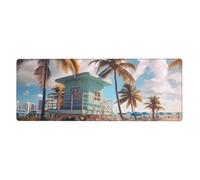 YYHWHJDE Miami Beach Florida Tapis de souris extra large pour ordinateur de bureau et clavier de jeu Version épaisse 30,5 x 80 cm