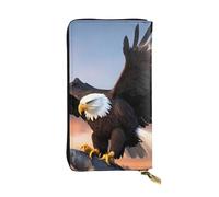 YYHWHJDE Mighty Bald Eagle Portefeuille long en cuir avec imprimé aigle chauve conçu pour les filles et les femmes tendance, élégant et personnalisé 19 x 10,5 cm, noir, taille unique, Noir , Taille