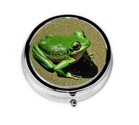 YYHWHJDE Mini pilulier rond 5,1 x 5,1 x 1,8 cm - Mini boîte de rangement pour médicaments de voyage pour sac à main, poche - Grenouille verte - Imprimé ombres