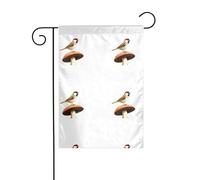YYHWHJDE Moineau perché sur un champignon, mât de drapeau de jardin, décoration de cour extérieure double face, 30,5 x 45,7 cm