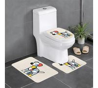 YYHWHJDE Mondrian Abstractionisme Motif Petit Animal Tapis de sol antidérapant 3 pièces Tapis de salle de bain antidérapant durable