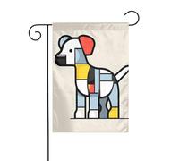 YYHWHJDE Mondrian Abstractionisme Petit Animal Motif Mât de Jardin Extérieur Cour Décoration Mode 30,5 x 45,7 cm