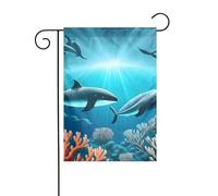 YYHWHJDE Motif baleines sous la mer - Mât de drapeau de jardin extérieur - Décoration double face - 30,5 x 45,7 cm