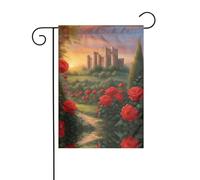 YYHWHJDE Motif château lointain mât de drapeau extérieur cour décoration mode 30,5 x 45,7 cm