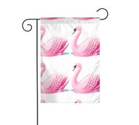 YYHWHJDE Motif cygne rose marchant lentement au bord de la rivière - Mât de drapeau de jardin extérieur - Décoration tendance - 30,5 x 45,7 cm