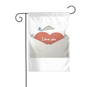 YYHWHJDE Motif I love you on the enveloppe, mât de drapeau de jardin, décoration de cour extérieure double face, 30,5 x 45,7 cm