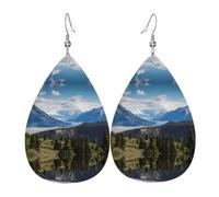 YYHWHJDE Mountain View Boucles d'oreilles en cuir en forme de larme - Couches pendantes vibrantes pour femme, bijoux tendance légers pour les fêtes et au quotidien