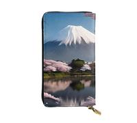 YYHWHJDE Mt. Fuji au début du printemps en cuir de qualité avec longue pochette portefeuille conçu pour les filles et les femmes tendance élégant 19 x 10,5 cm, Noir , Taille unique