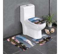 YYHWHJDE Mt. Fuji au début du printemps Image Tapis de sol antidérapant trois pièces ensemble tapis de salle de bain antidérapant durable