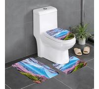 YYHWHJDE Mt. Fuji au début du printemps motif tapis de sol antidérapant trois pièces ensemble tapis de salle de bain antidérapant durable