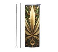 YYHWHJDE Mug en acier inoxydable avec paille Motif canna oré 591 ml Convient pour les cafés, les bureaux, les voitures, les maisons, etc