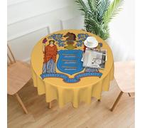 YYHWHJDE Nappe décorative ronde de 152,4 cm avec motif drapeau du New Jersey pour intérieur et extérieur sur des tables rondes comme les tables basses, les tables à manger et les tables de ferme