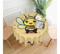 YYHWHJDE Nappe décorative ronde de 152,4 cm - Imprimé abeilles jaunes - Pour intérieur et extérieur - Pour une utilisation en intérieur et en extérieur - Pour tables basses, tables à manger et tables