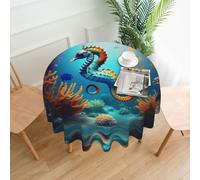 YYHWHJDE Nappe décorative ronde de 152,4 cm - Imprimé hippocampe corail - Pour intérieur et extérieur - Pour une utilisation en intérieur et en extérieur sur des tables rondes comme les tables basses