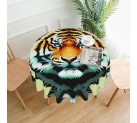 YYHWHJDE Nappe décorative ronde de 152,4 cm - Motif tête de tigre - Pour intérieur et extérieur - Pour une utilisation en intérieur et en extérieur sur des tables rondes comme les tables basses, les