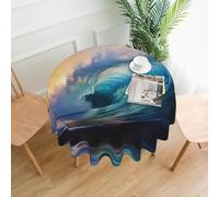 YYHWHJDE Nappe décorative ronde de 152,4 cm - Motif vagues de l'océan - Pour intérieur et extérieur - Pour une utilisation en intérieur et en extérieur - Pour tables basses, tables à manger et tables