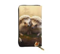 YYHWHJDE Nature Lovely Hedgehog Lovers Impression Qualité Cuir Portefeuille Long Pochette Conçu pour les Filles et les Femmes Tendance Élégant 19 x 10.5 cm, Noir , Taille unique