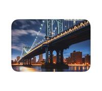 YYHWHJDE New York Manhattan Bridge Night Picture Tapis de sol antidérapant et épais pour salle de bain, chambre à coucher, tapis de sol lavable 40,6 x 61 cm