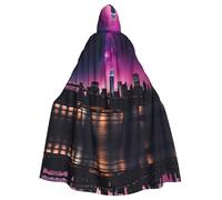 YYHWHJDE New York Night Sky Picture Halloween Cape à capuche pour adulte pour jeux de rôle, costumes et fêtes à thème