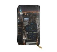 YYHWHJDE New York Night View Picture Portefeuille long en cuir de qualité conçu pour les filles et les femmes tendance 19 x 10,5 cm, Noir , Taille unique