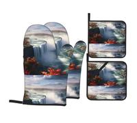 YYHWHJDE Niagara Falls Lot de 4 maniques de cuisine épaisses et durables, anti-brûlures et isolantes thermiques