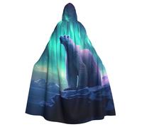 YYHWHJDE Northern Lights Cape à capuche pour adulte Motif ours polaire Halloween Pour fêtes et événements costumés