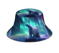 YYHWHJDE Northern Lights Chapeau cloche réfléchissant motif ours polaire pour homme et femme pour voyage, camping, randonnée Noir