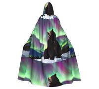 YYHWHJDE Northern Lights Ours Imprimés Halloween Adulte Cape à Capuche Vêtements Homme et Femme Manteau Manteau Jeu de rôle